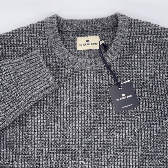 The Normal Brand Other - The Normal Brand Mens Seawool Nep Crew Sweater Grey Waffle Knit XL